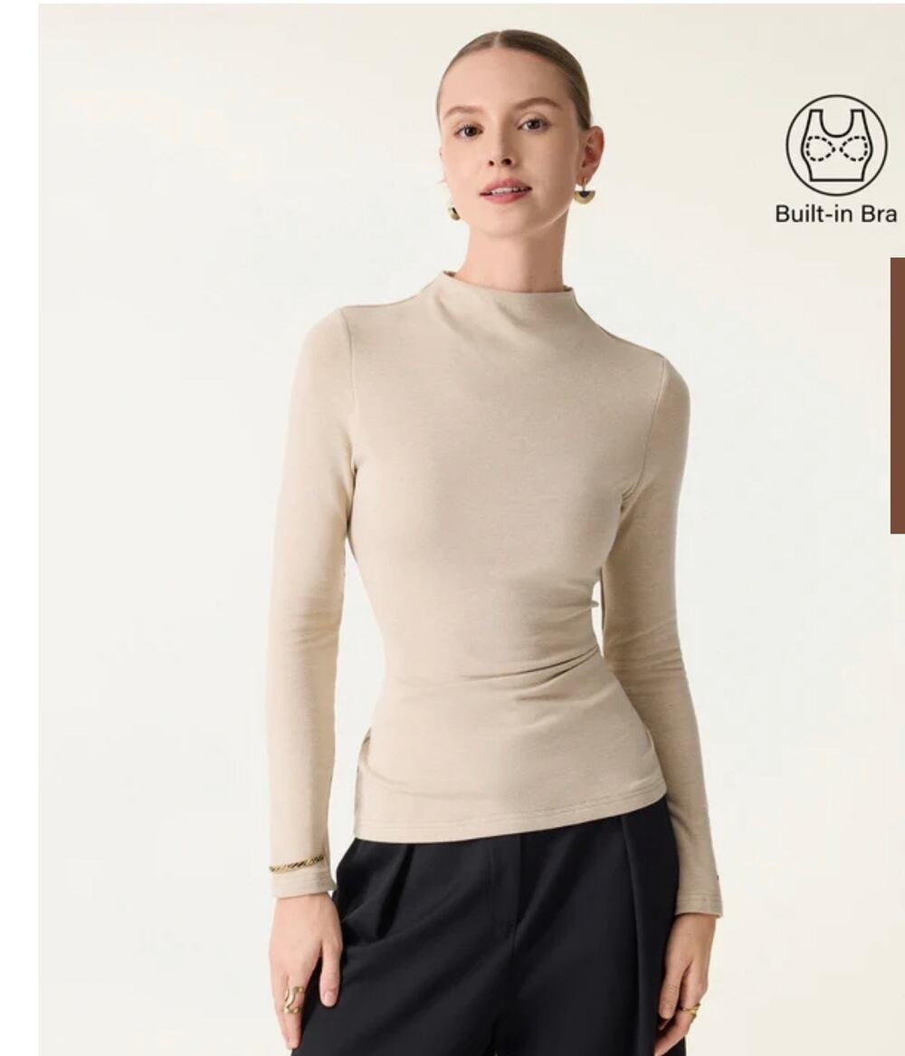 Brand New OGL Women's XL White ProWarm Mockneck Long Sleeve Bra Top
